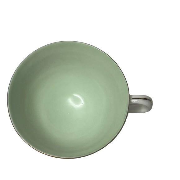 Lefton China Footed Tea Cups Saucer #2755 Gold Gilt 1950's Roses Mint Green - Picture 7 of 10